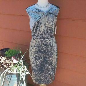 NWT eci Silvery Blue Velvet Dress